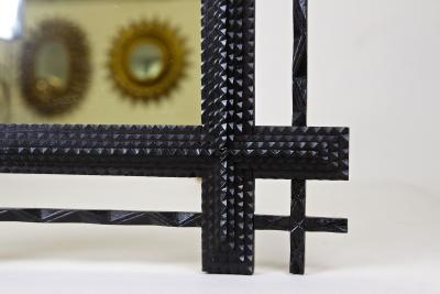 19th Century Rustic Tramp Art Mirror Double Frame Handcarved AT ca 1890