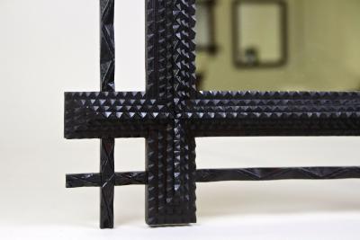 19th Century Rustic Tramp Art Mirror Double Frame Handcarved AT ca 1890