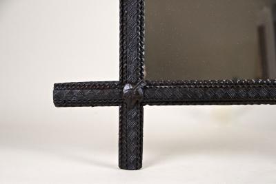 19th Century Rustic Tramp Art Mirror Hand Carved Austria circa 1840