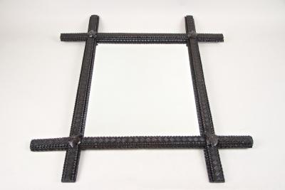 19th Century Rustic Tramp Art Mirror Hand Carved Austria circa 1840