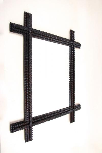 19th Century Rustic Tramp Art Wall Mirror Austria ca 1880