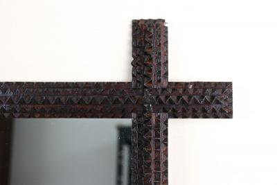 19th Century Rustic Tramp Art Wall Mirror Austria ca 1880