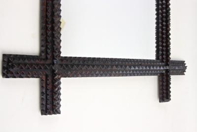 19th Century Rustic Tramp Art Wall Mirror Austria ca 1880