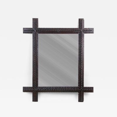 19th Century Rustic Tramp Art Wall Mirror Austria ca 1880