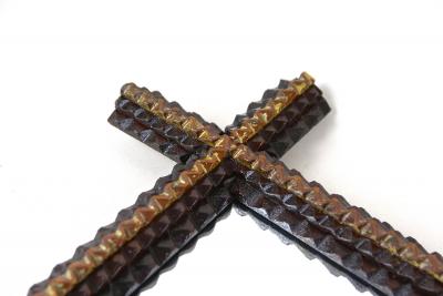 19th Century Rustic Tramp Art Wall Mirror Handcarved Austria ca 1880