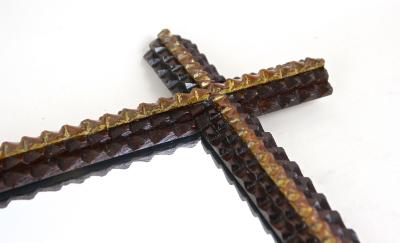 19th Century Rustic Tramp Art Wall Mirror Handcarved Austria ca 1880