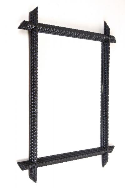 19th Century Rustic Tramp Art Wall Mirror Handcarved Austria ca 1890