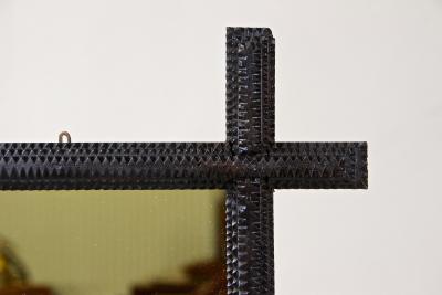 19th Century Rustic Tramp Art Wall Mirror Handcarved Austria circa 1870