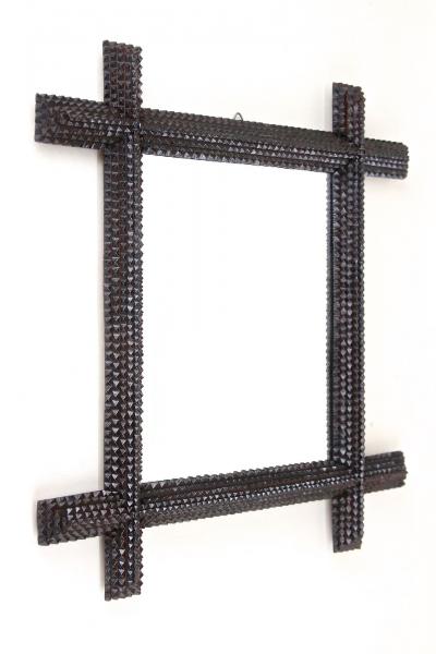 19th Century Rustic Tramp Art Wall Mirror Handcarved Austria circa 1880