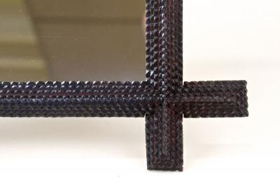 19th Century Rustic Tramp Art Wall Mirror Handcarved Austria circa 1880