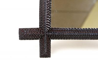 19th Century Rustic Tramp Art Wall Mirror Handcarved Austria circa 1880