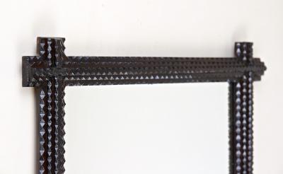 19th Century Rustic Tramp Art Wall Mirror Handcarved Austria circa 1880