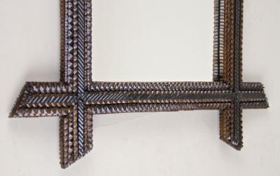 19th Century Rustic Tramp Art Wall Mirror Notch Cut Austria circa 1880