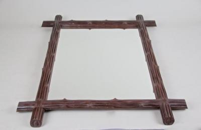 19th Century Rustic Wooden Black Forest Wall Mirror Austria circa 1890