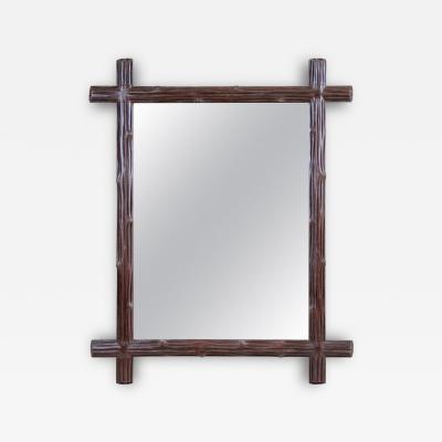 19th Century Rustic Wooden Black Forest Wall Mirror Austria circa 1890