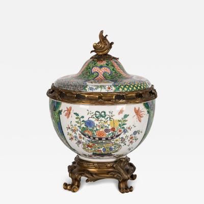 19th Century Samson Porcelain Vase Cover Mounted On Ormolu c 1880