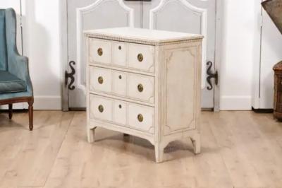 19th Century Scandinavian Three Drawer Chest with Carved Motifs