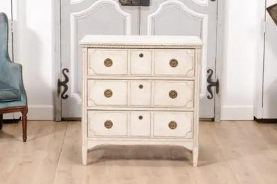 19th Century Scandinavian Three Drawer Chest with Carved Motifs