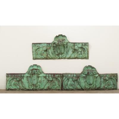 19th Century Set of 3 Oxidized Copper Panels
