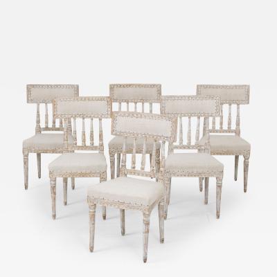 19th Century Set of Six Swedish Gustavian Period Chairs in Original Paint