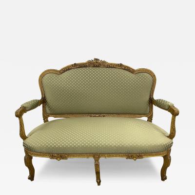 19th Century Settee Canape Durand Louis XV Giltwood Scalamandre Upholstery
