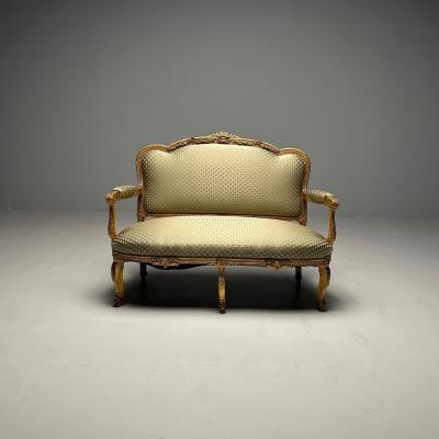 19th Century Settee Canape Durand Louis XV Giltwood Scalamandre Upholstery
