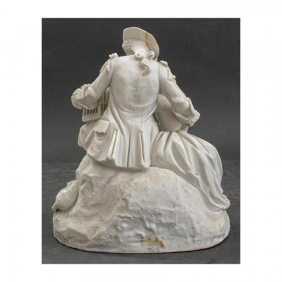 19th Century Sevres Style Bisque Porcelain Figural Pastoral Group