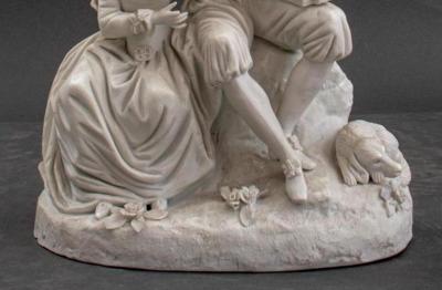 19th Century Sevres Style Bisque Porcelain Figural Pastoral Group