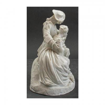 19th Century Sevres Style Bisque Porcelain Figural Pastoral Group