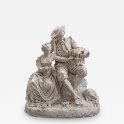 19th Century Sevres Style Bisque Porcelain Figural Pastoral Group