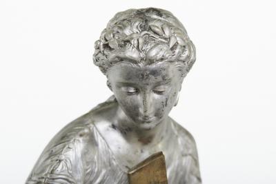 19th Century Silvered Bronze Rouge Marble Clock Garniture Set