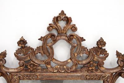 19th Century Silvered Bronzed Venetian Wall Mirror Handcarved Italy ca 1840