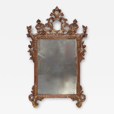 19th Century Silvered Bronzed Venetian Wall Mirror Handcarved Italy ca 1840