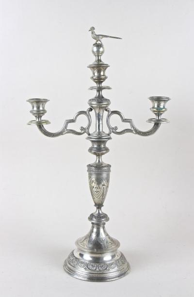 19th Century Solid Silver Candelabras Candleholder Pair Of 2 AT circa 1860