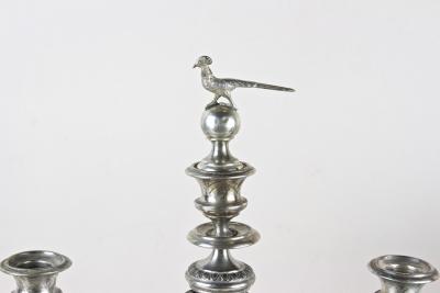 19th Century Solid Silver Candelabras Candleholder Pair Of 2 AT circa 1860