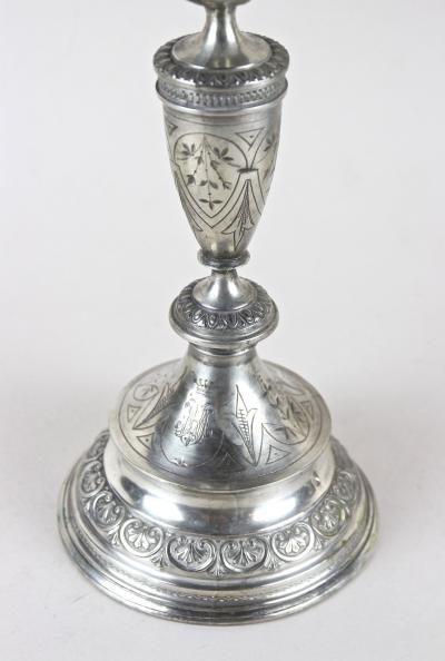 19th Century Solid Silver Candelabras Candleholder Pair Of 2 AT circa 1860