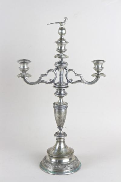 19th Century Solid Silver Candelabras Candleholder Pair Of 2 AT circa 1860