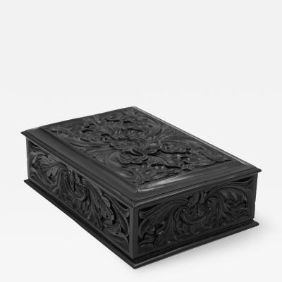 19th Century South Indian or Ceylonese Deeply Carved Ebony Box Circa 1860 