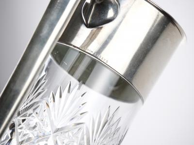 19th Century Sterling Silver Cut Glass Claret Jug Pitcher