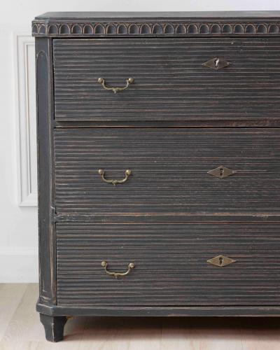 19th Century Swedish Black Painted Pine Chest of Drawers