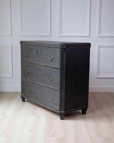 19th Century Swedish Black Painted Pine Chest of Drawers