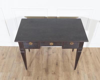 19th Century Swedish Black Painted Writing Desk with Brass Fittings