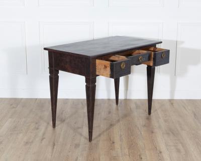 19th Century Swedish Black Painted Writing Desk with Brass Fittings