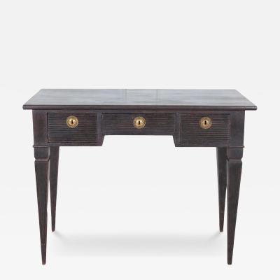 19th Century Swedish Black Painted Writing Desk with Brass Fittings