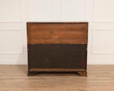 19th Century Swedish Bureau With Carved Columns And Blue Painted Interior