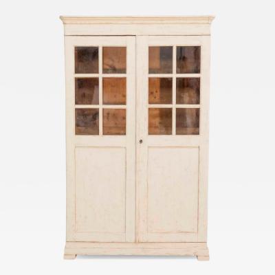 19th Century Swedish Gustavian Painted Display Cabinet with Glazed Doors