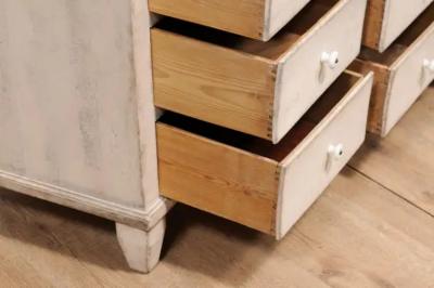 19th Century Swedish Light Painted and Carved Apothecary Chest with 15 Drawers
