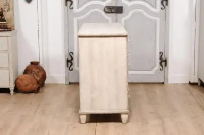 19th Century Swedish Light Painted and Carved Apothecary Chest with 15 Drawers
