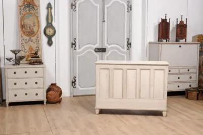 19th Century Swedish Light Painted and Carved Apothecary Chest with 15 Drawers