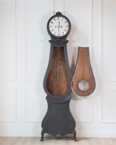 19th Century Swedish Mora Clock in Black Paint